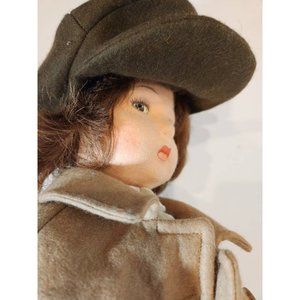 Vintage Lenci Italian Little Detective Sherlock Holmes Felt Doll Hand Painted Fa